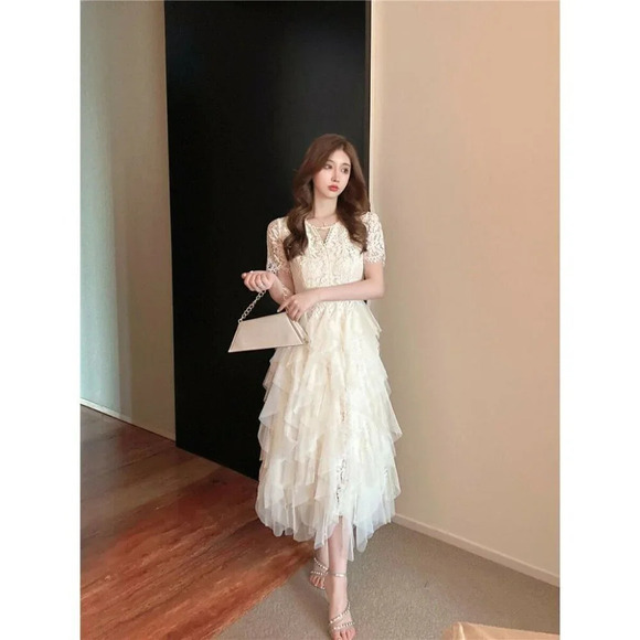 NWT Self-Portrait Inspired Ivory White Midi Dress - Picture 3 of 11